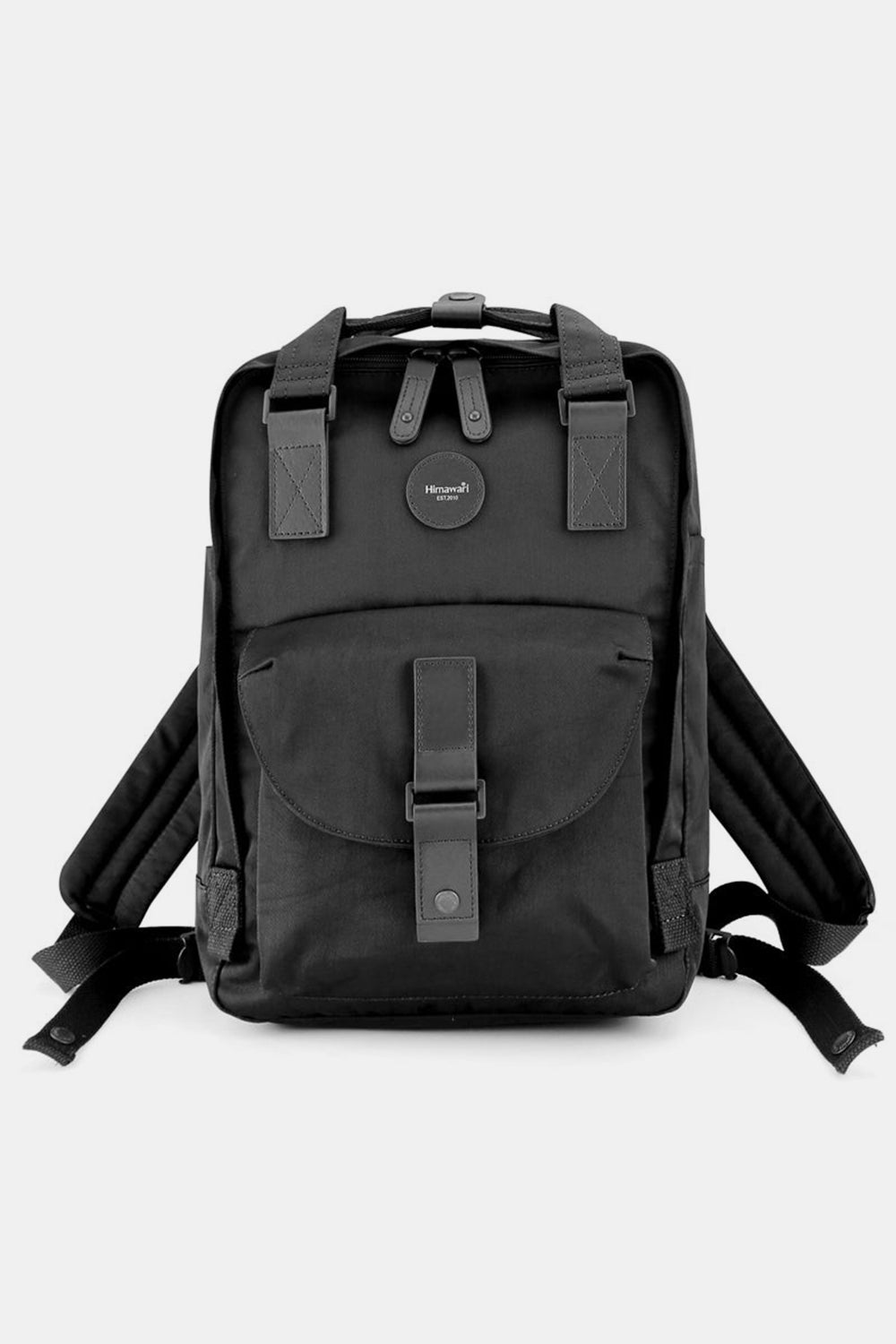 Himawari waterproof canvas backpack in solid black with a sleek design and durable straps, suitable for professional or casual use.