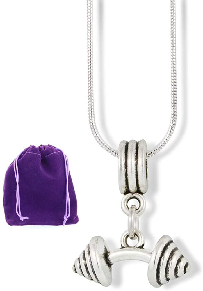 Dumbbell Necklace for Men | Weight Lifting Pendant Jewelry Bent Dumbbell