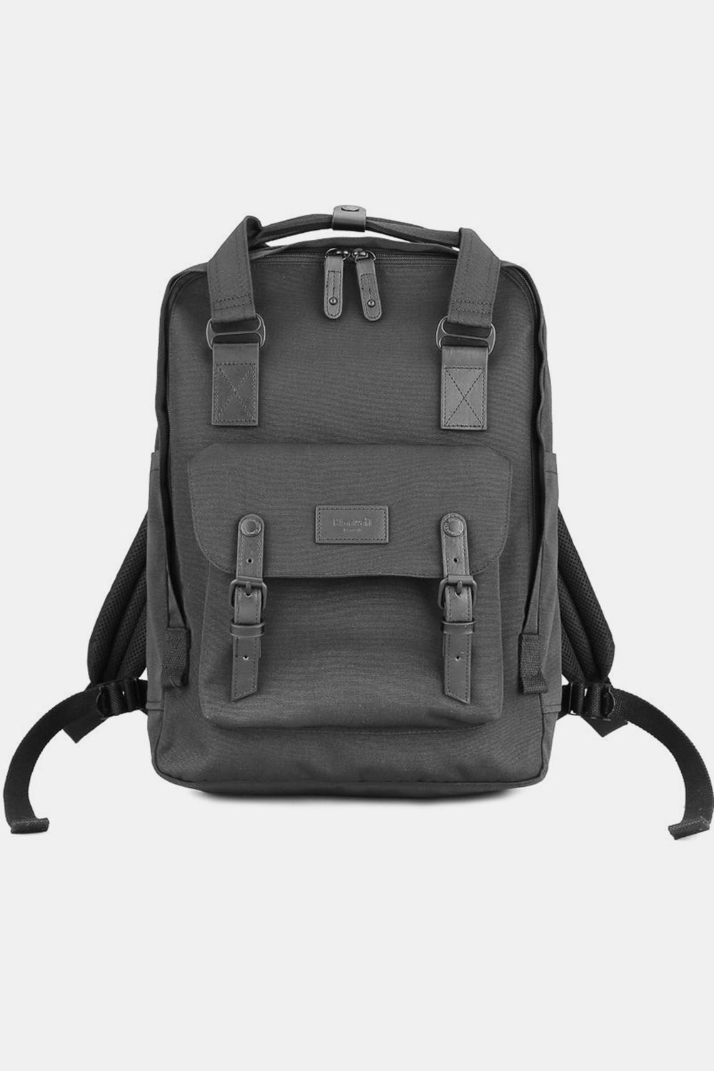 Himawari canvas backpack in solid black with adjustable straps and a spacious waterproof design for durability.