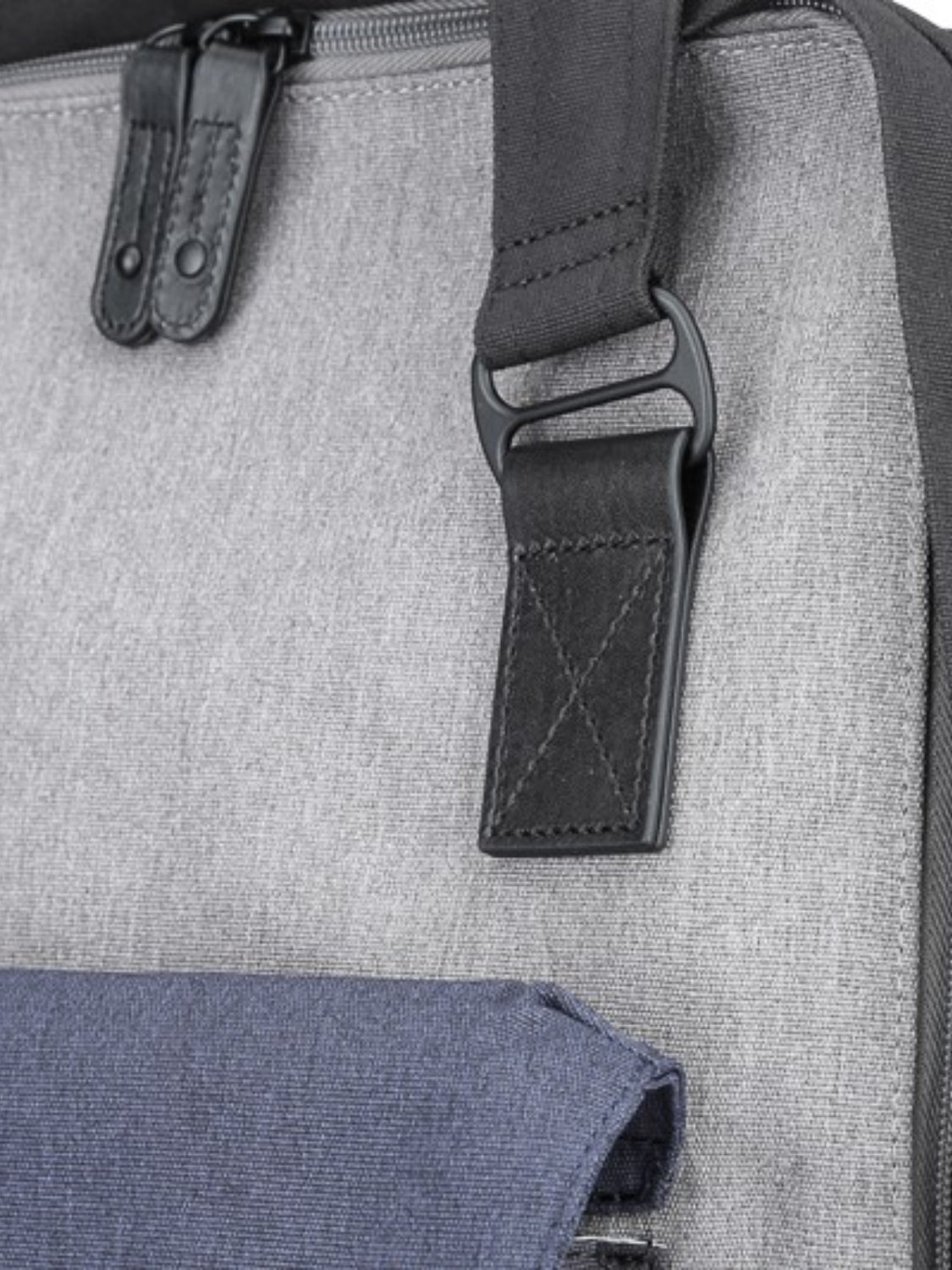 Detail of the strap and stitching on the Himawari waterproof canvas backpack, showcasing its high-quality craftsmanship.